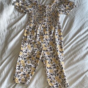Floral Yellow Kids Jumpsuit